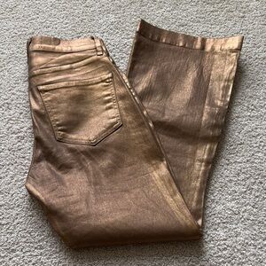 Veronica Beard Metallic Bronze Flare Jeans 27 high rise Carson ankle flare